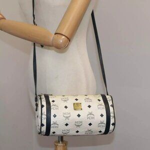 MCM Vicetos Logogram Shoulder Bag PVC Leather White Auth